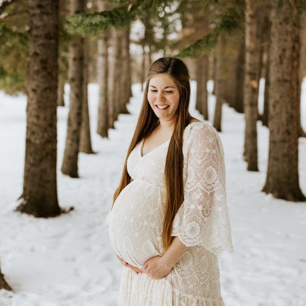 Client Closet lace maternity gown Calgary family maternity photographer